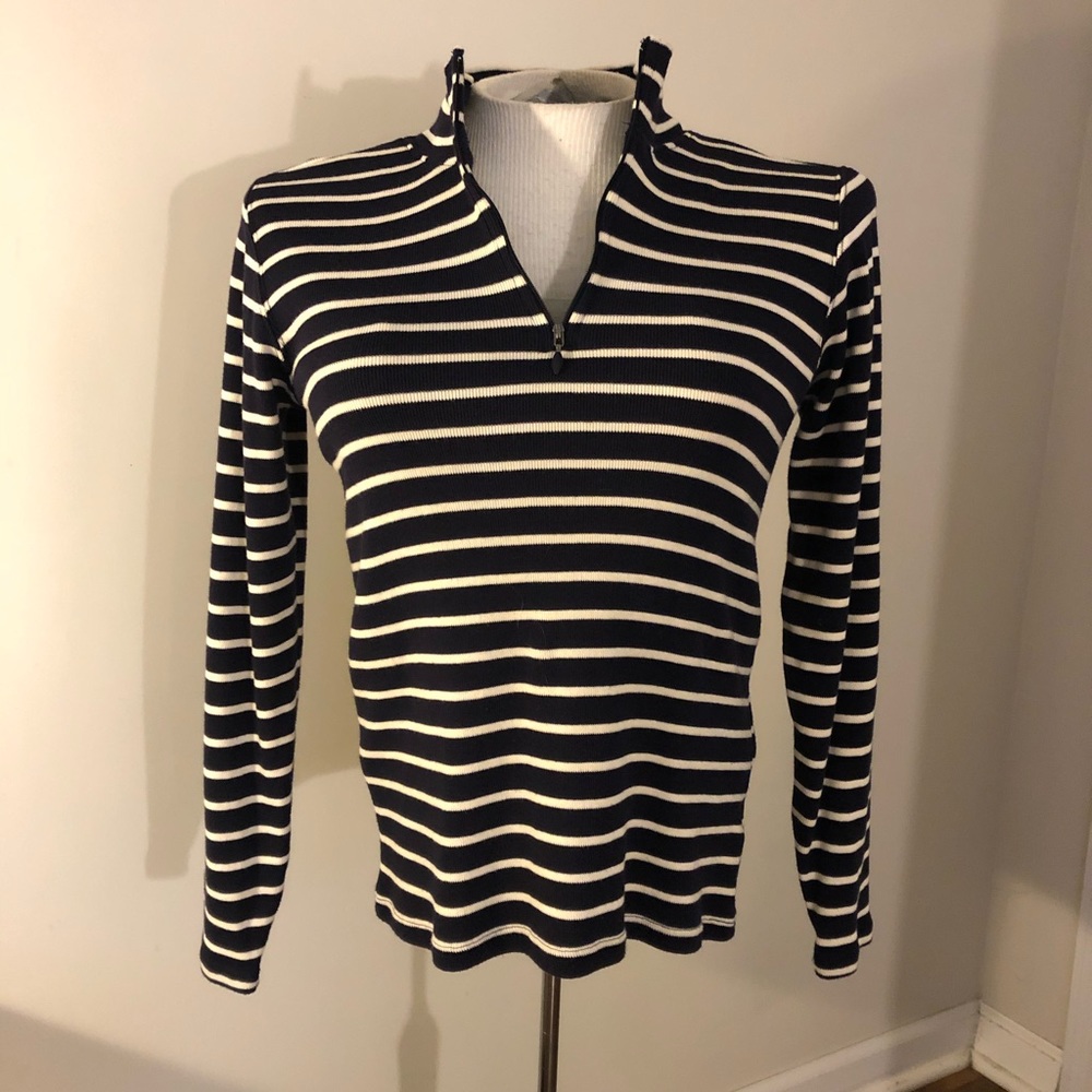 L.L. Bean dark Navy/White Striped sweater